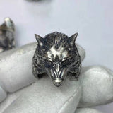 Fenrir Wolf Head Sterling Silver Ring | Gthic.com