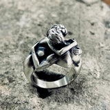 Fiery Love Kiss Sterling Silver Couple Ring 01 | Gthic.com
