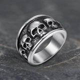 Five Skulls Stainless Steel Ring 01 | Gthic.com
