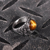 Flying Bats Stainless Steel Gemstone Ring