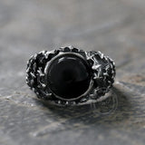 Flying Bats Stainless Steel Gemstone Ring | Gthic.com