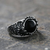Flying Bats Stainless Steel Gemstone Ring | Gthic.com