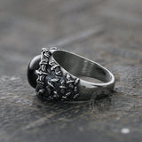 Flying Bats Stainless Steel Gemstone Ring | Gthic.com