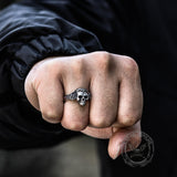 Free Soul Never Dies Flower Skull Stainless Steel Wedding Ring