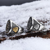 Futhark Runes Compass Viking Ring