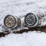 Futhark Runes Compass Viking Ring