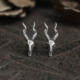 Goat head Sterling Silver Stud Satan Stud Earring | Gthic.com