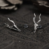 Goat head Sterling Silver Stud Satan Stud Earring | Gthic.com