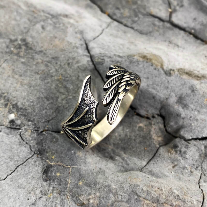 Gothic Angel Demon Wing Sterling Silver Ring – GTHIC