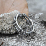 Bague Crâne Gothique Os Acier Inoxydable