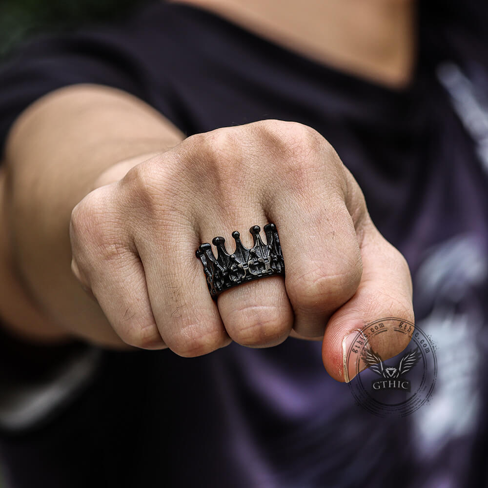Gothic Crown Stainless Steel Punk Ring – GTHIC
