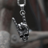 Gothic Dark Rock Stainless Steel Skull Necklace 01 | Gthic.com