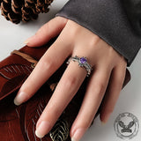 Gothic Heart Zircon Inlaid Crown Sterling Silver Open Ring | Gthic.com
