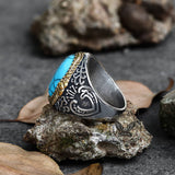 Gothic Pattern Gemstone Stainless Steel Ring
