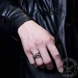 Gothic Yoga Skull Sterling Silver Adjustable Ring 02 | Gthic.com