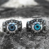 Greek Evil Eye Stainless Steel Biker Ring 02 | Gthic.com