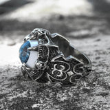Greek Evil Eye Stainless Steel Biker Ring