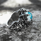 Greek Evil Eye Stainless Steel Biker Ring