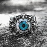 Greek Evil Eye Stainless Steel Biker Ring 01 Blue | Gthic.com