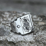 Grim Reaper Poker Stainless Steel Ring 02 silver | Gthic.com
