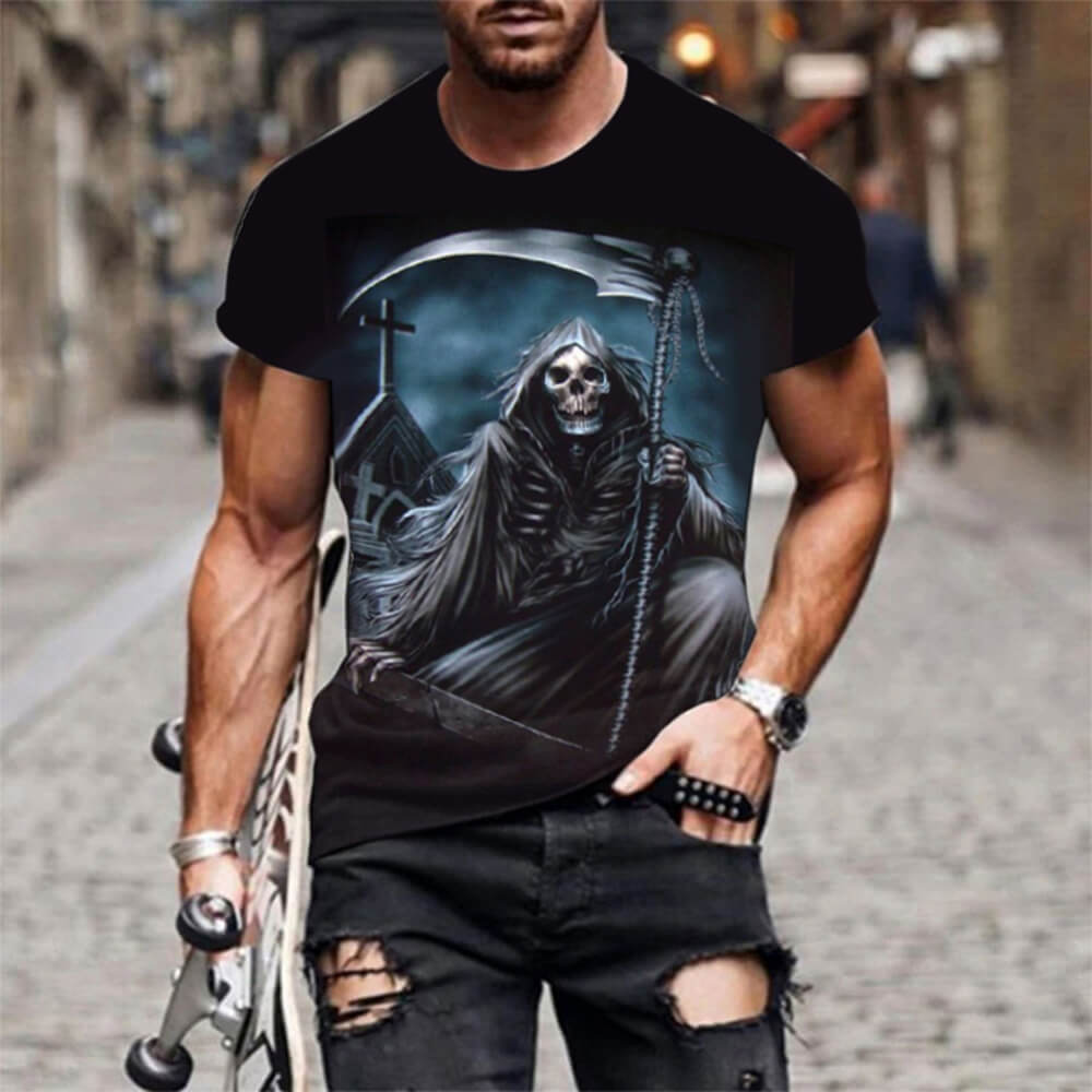 Grim Reaper Scythe Skull T-shirt – GTHIC