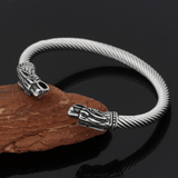 Fiery Dragons Stainless Steel Beast Viking Bracelet | Gthic.com