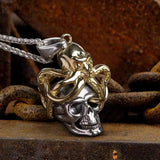 Brass Octopus Sterling Silver Skull Pendant01 | Gthic.com