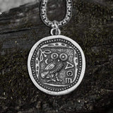 Vintage Owl Stainless Steel Coin Necklace | Gthic.com