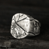 Cracked Stone Texture Sterling Silver Brass Ring