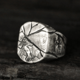 Cracked Stone Texture Sterling Silver Brass Ring