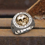 Rock Runes Sterling Silver Skull Ring 01 | Gthic.com