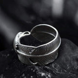 Indian Eagle Feather Sterling Silver Animal Ring | Gthic.com