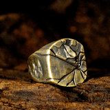 Cracked Stone Texture Sterling Silver Brass Ring