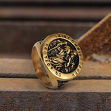 Saint Christopher Protect Us Stainless Steel Cross Ring