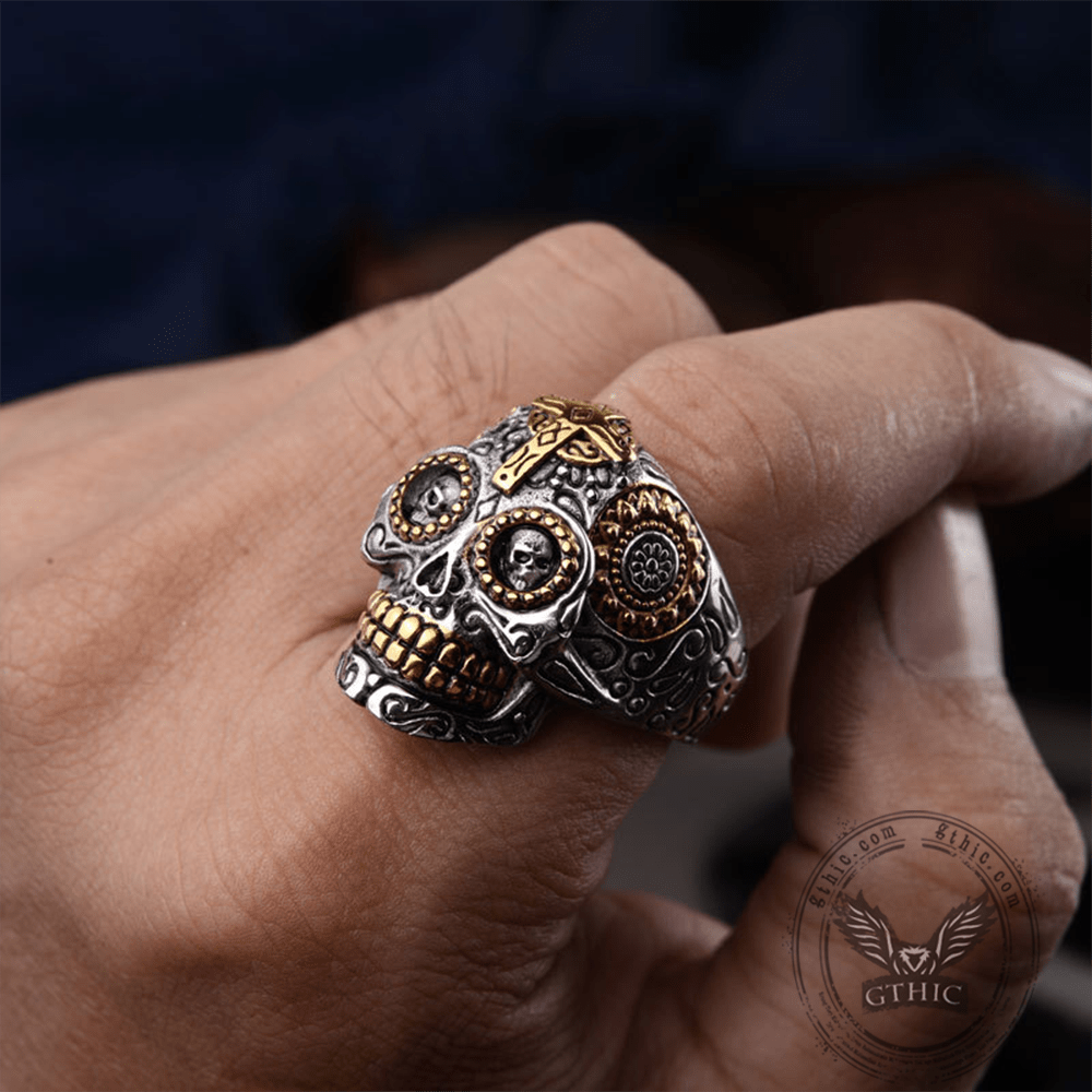 Vintage Cross Sugar Skull Ring – GTHIC Vintage Cross Sugar Skull Ring – GTHIC