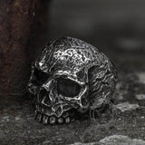 Vintage Rugged Stainless Steel Skull Ring | Gthic.com