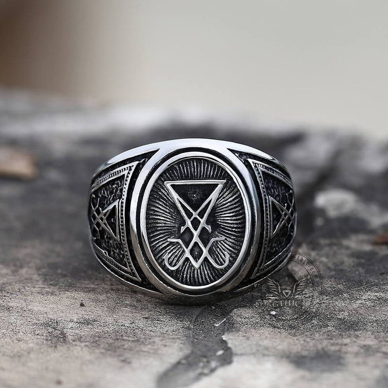 GTHIC Sigil Of Lucifer Stainless Steel Ring 03 | Gthic.com