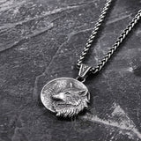 Guardian Wolf Stainless Steel Viking Pendant