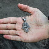 Hamsa Hand Evil Eye Pure Tin Necklace03 | Gthic.com