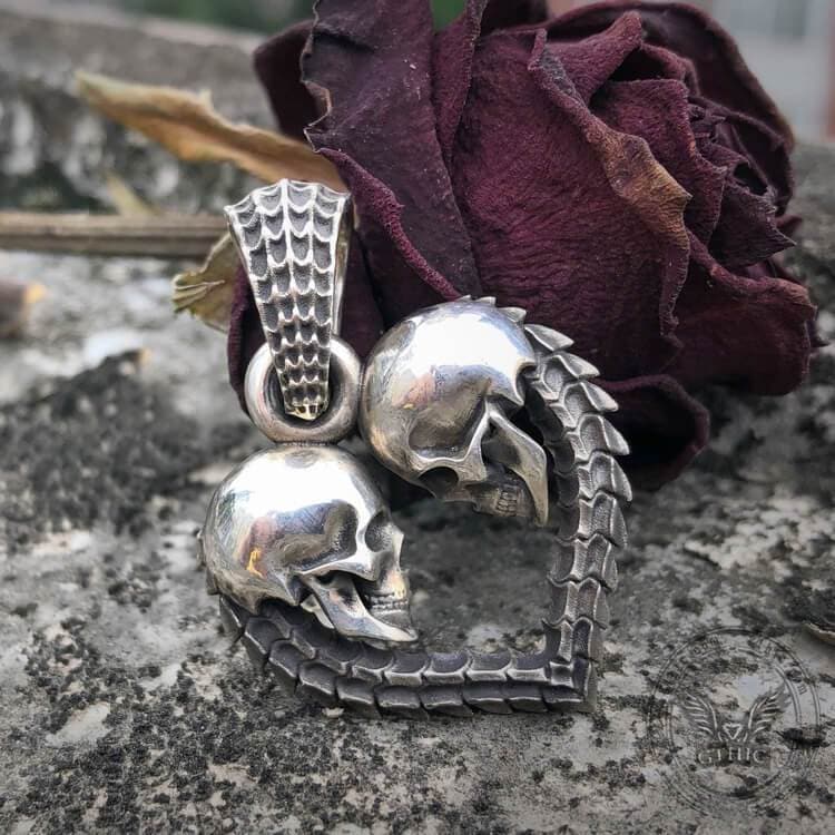 Heart Shaped Skull Sterling Silver Pendant