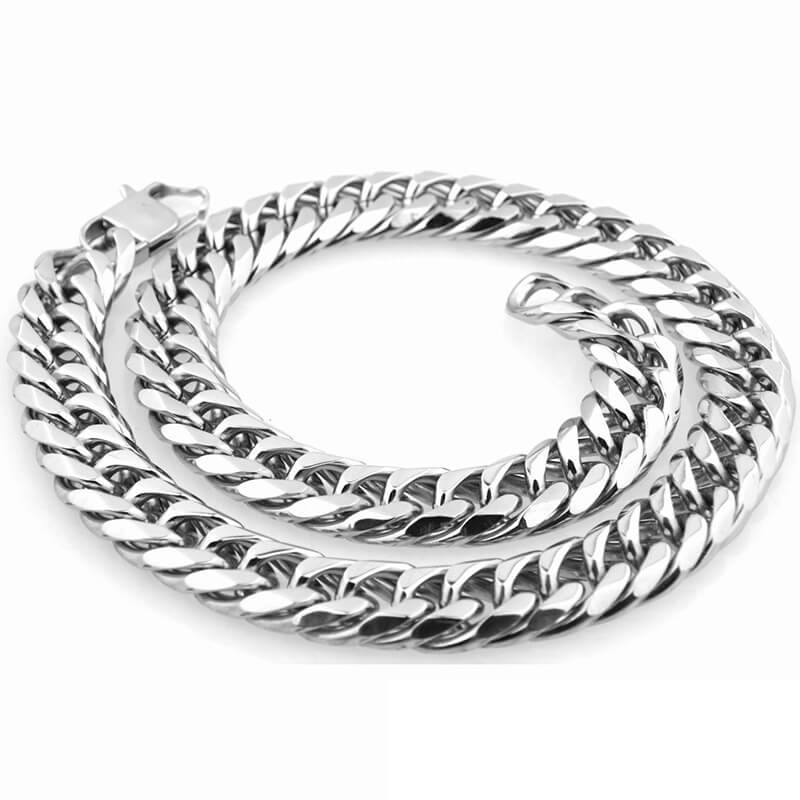 12/17mm Polished Cuban Chain Necklace For Men 316 Stainless Steel