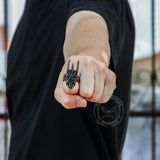 Helm of Sauron Stainless Steel Ring 02 | Gthic.com