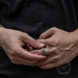 Hemp Cable Pattern Stainless Steel Retro Ring 02 | Gthic.com