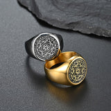 Hexagram 12 Zodiac Sign Stainless Steel Ring 02| Gthic.com
