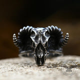 Horned Goat Stainless Steel Satan Ring | Gthic.com