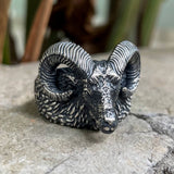 Leviathan Cross Goat Sterling Silver Ring | Gthic.com