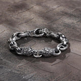 Lion Head Stainless Steel Skull Bracelet 01 | Gthic.com