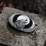 Lone Wolf Feather Zinc Alloy Belt Buckle