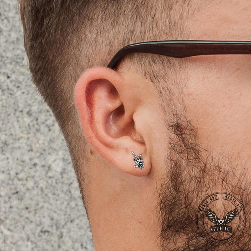 Middle Finger Ghost Hand Stainless Steel Ear Stud – GTHIC