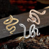Minimalist Snake Design Stainless Steel Animal Ring 02 | Gthic.com